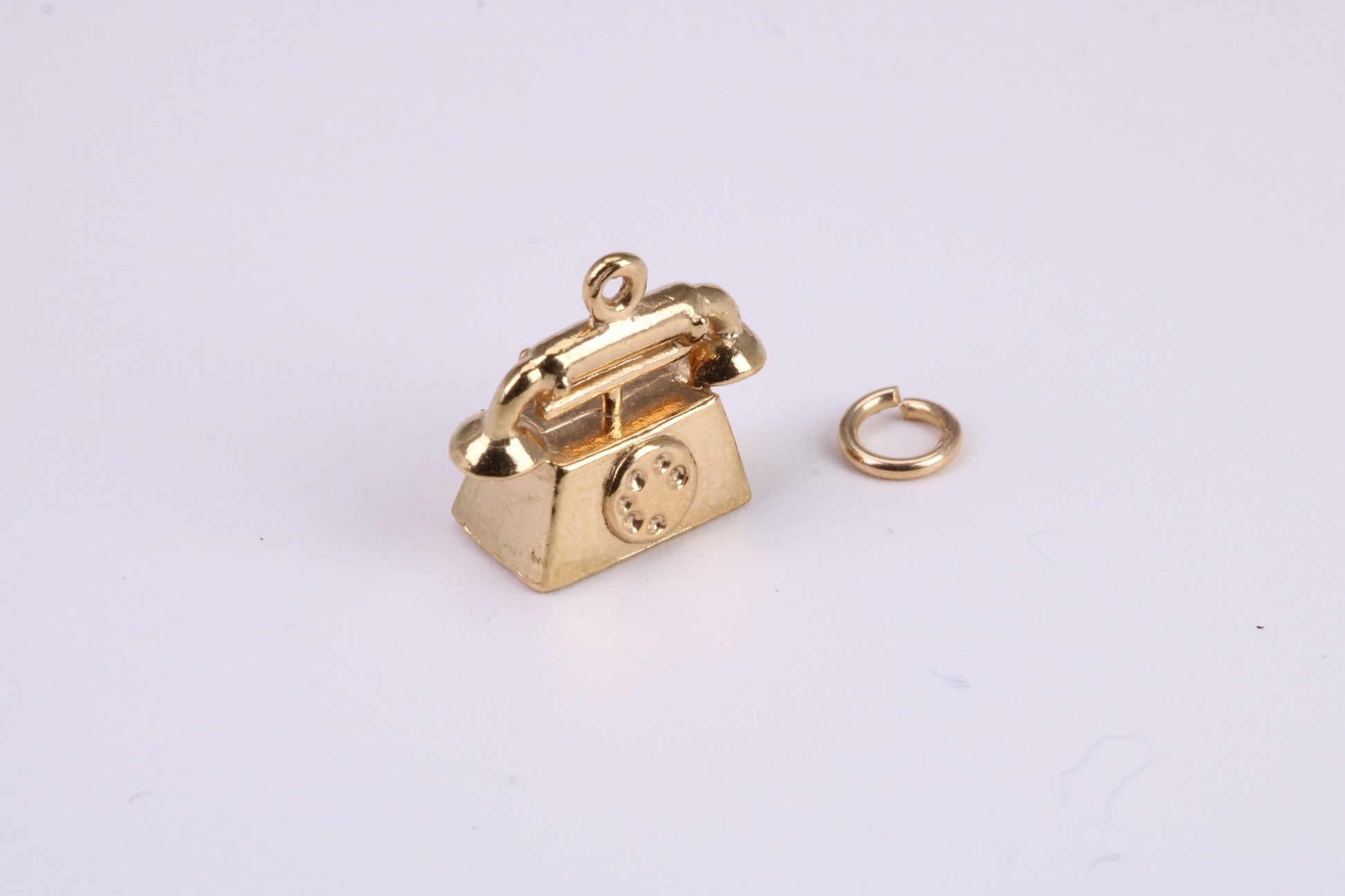 Vintage Phone Charm, Traditional Charm, Made From Solid Yellow Gold with British Hallmark, Complete with Attachment Link