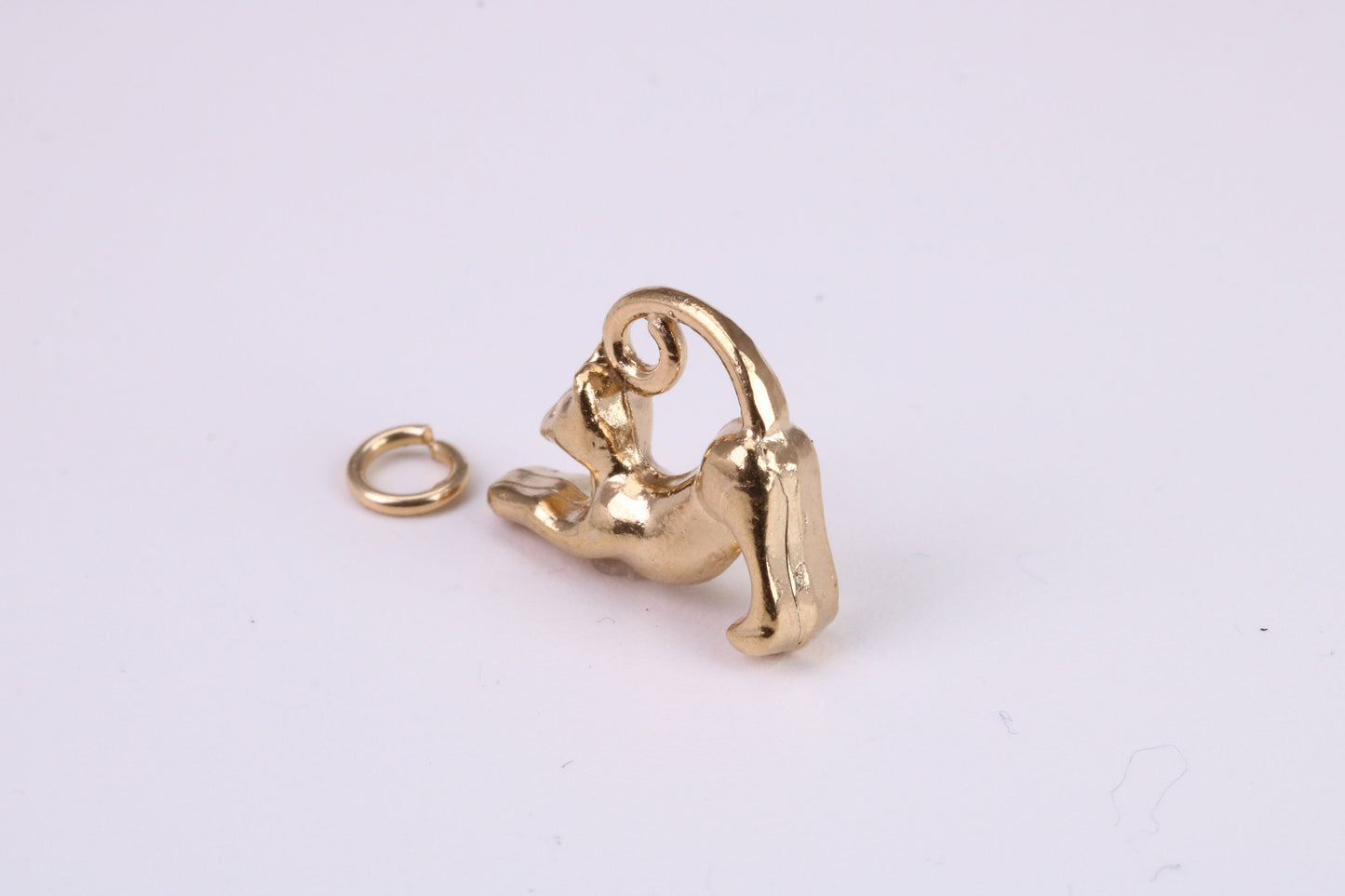 Cat Charm, Traditional Charm, Made From Solid Yellow Gold with British Hallmark, Complete with Attachment Link