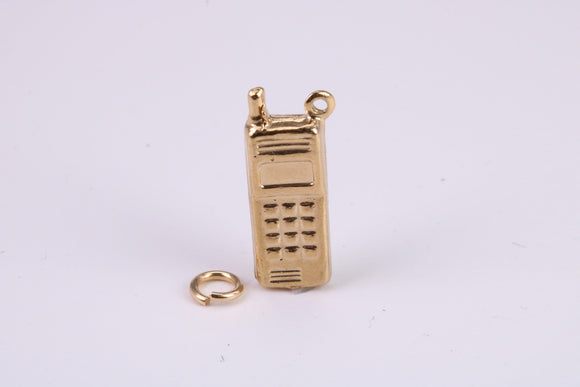 Cell Phone Charm, Traditional Charm, Made From Solid Yellow Gold with British Hallmark, Complete with Attachment Link