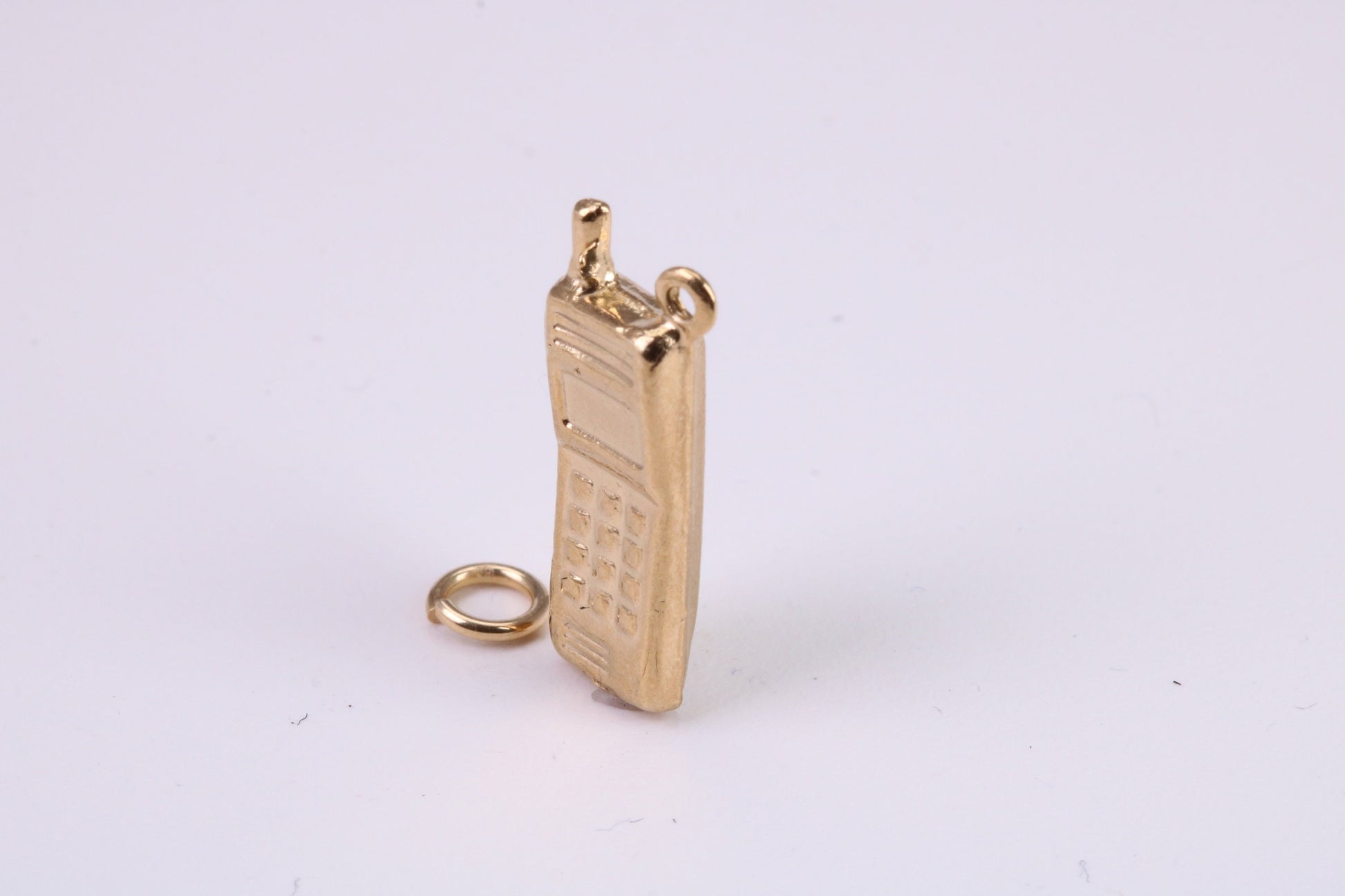 Cell Phone Charm, Traditional Charm, Made From Solid Yellow Gold with British Hallmark, Complete with Attachment Link