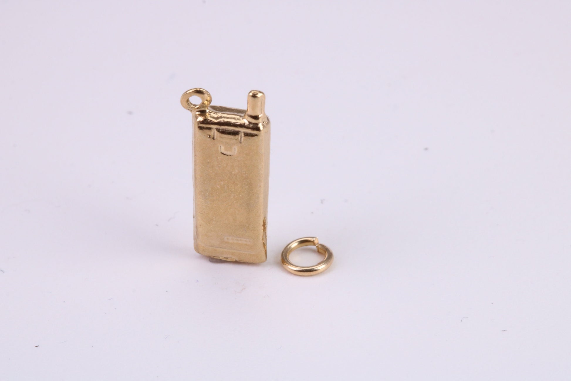 Cell Phone Charm, Traditional Charm, Made From Solid Yellow Gold with British Hallmark, Complete with Attachment Link