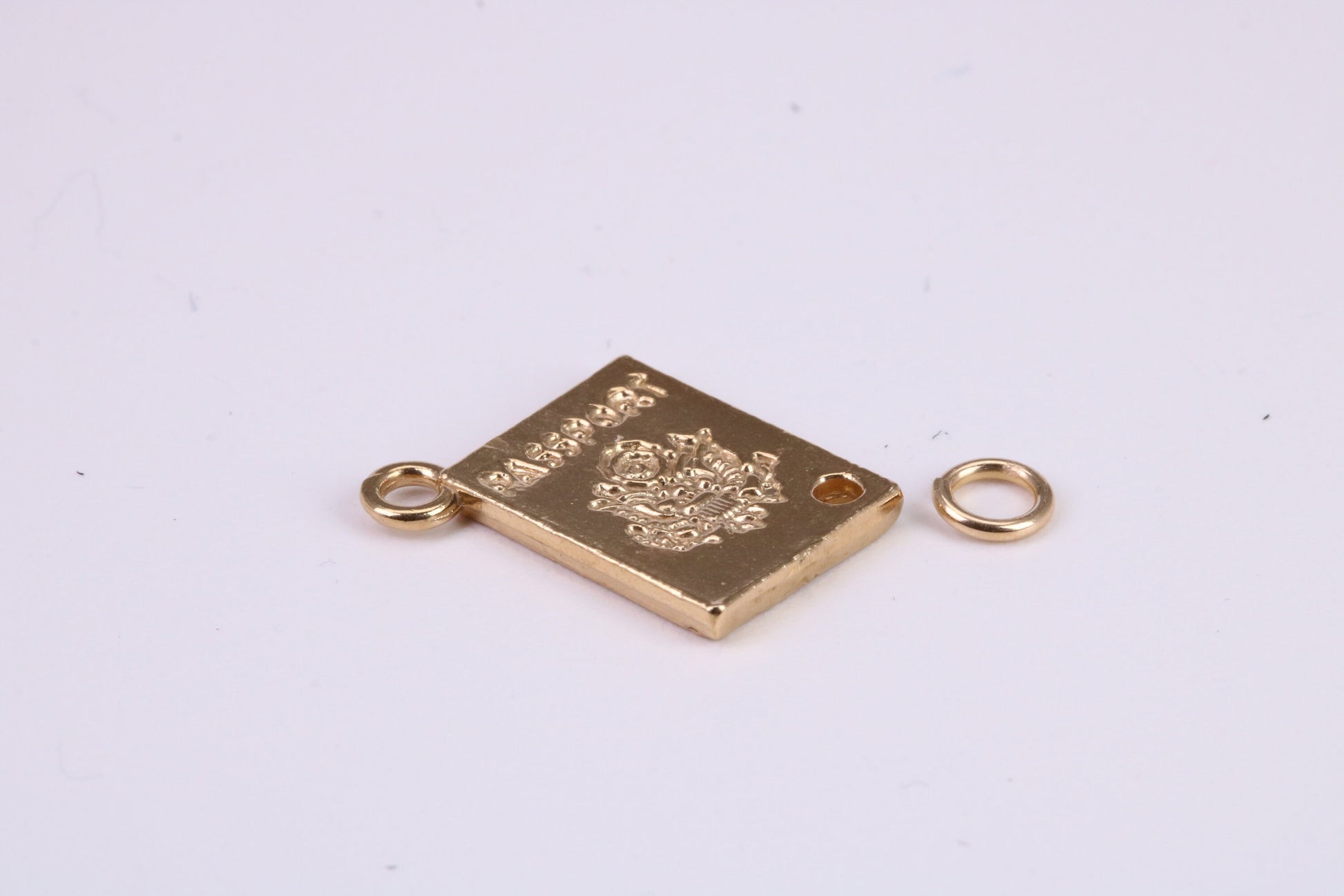 Passport Charm, Traditional Charm, Made From Solid Yellow Gold with British Hallmark, Complete with Attachment Link