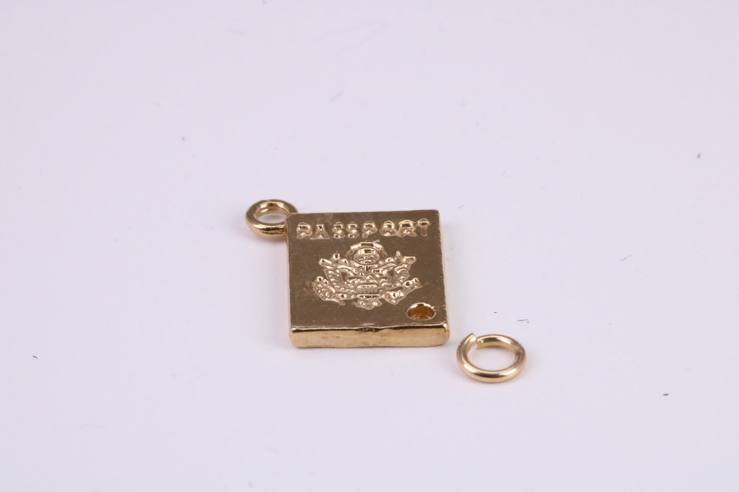 Passport Charm, Traditional Charm, Made From Solid Yellow Gold with British Hallmark, Complete with Attachment Link