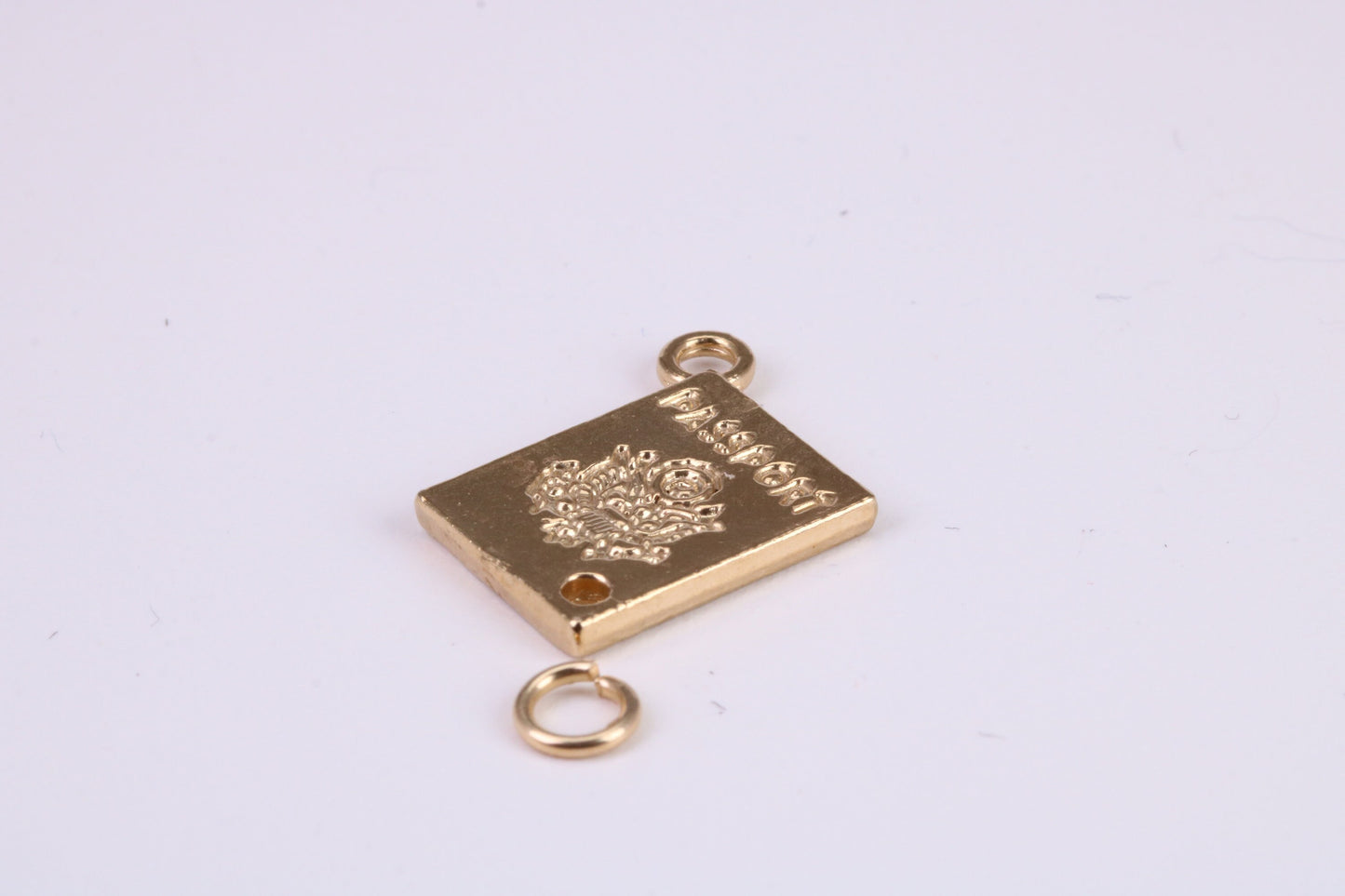 Passport Charm, Traditional Charm, Made From Solid Yellow Gold with British Hallmark, Complete with Attachment Link