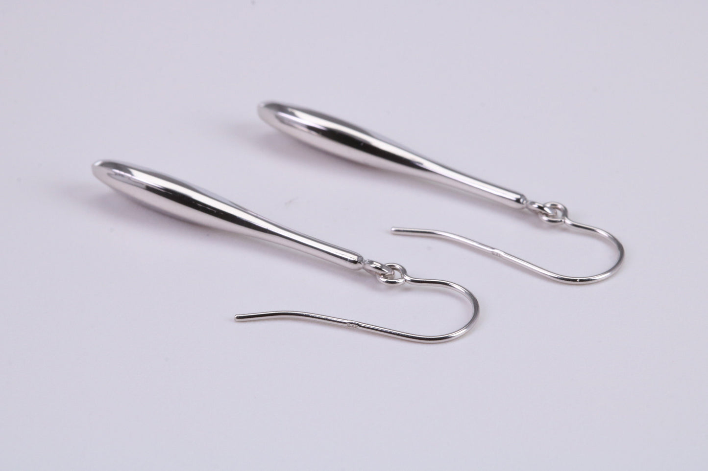 30 mm Long Teardrop Shaped White Gold Dropper Earrings