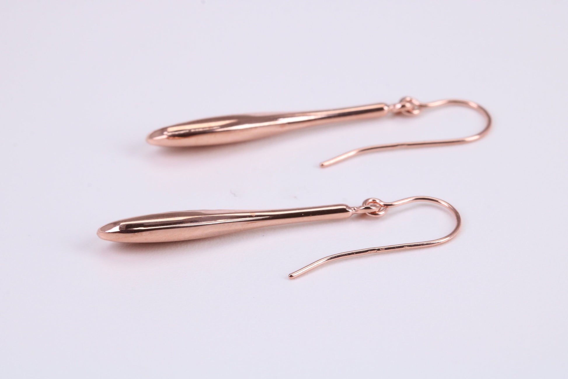 30 mm Long Teardrop Shaped Rose Gold Dropper Earrings