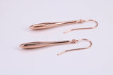 30 mm Long Teardrop Shaped Rose Gold Dropper Earrings