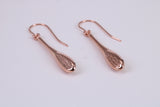 30 mm Long Teardrop Shaped Rose Gold Dropper Earrings