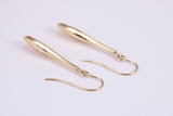 30 mm Long Teardrop Shaped Yellow Gold Dropper Earrings