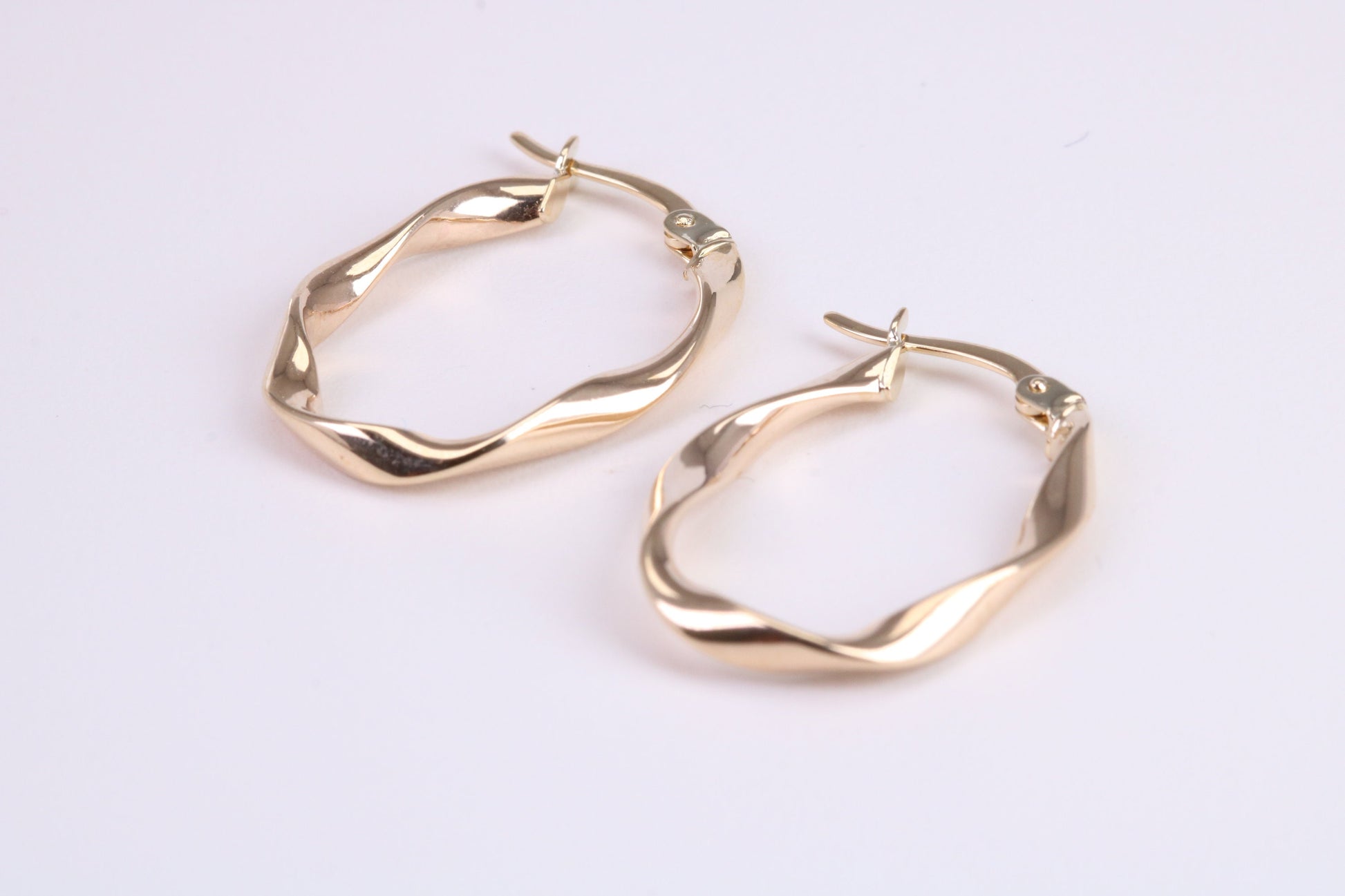 25 mm Long Hoop Creole Earrings Made from 9ct Yellow Gold