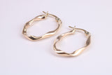25 mm Long Hoop Creole Earrings Made from 9ct Yellow Gold