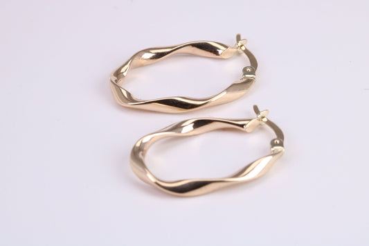 25 mm Long Hoop Creole Earrings Made from 9ct Yellow Gold