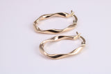 25 mm Long Hoop Creole Earrings Made from 9ct Yellow Gold