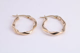25 mm Long Hoop Creole Earrings Made from 9ct Yellow Gold