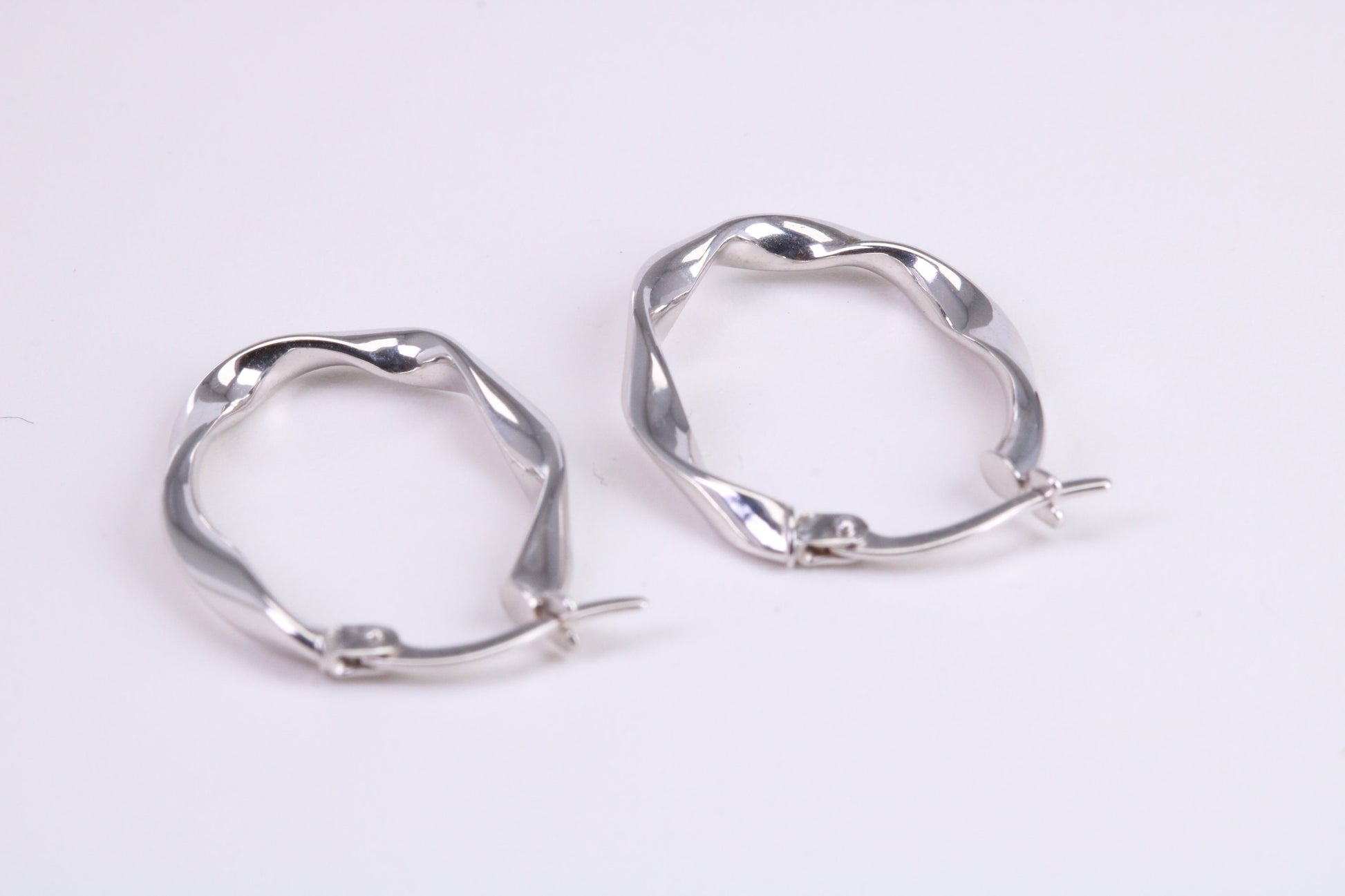 25 mm Long Hoop Creole Earrings Made from 9ct White Gold