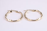 23 mm Round Hoop Creole Earrings Made from 9ct Yellow Gold