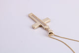20 mm Long C Z set Cross Together with 16 Inch Long Chain, Made from Solid Yellow Gold with High Polished Finish