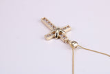 21 mm Long C Z set Cross Together with 16 Inch Long Chain, Made from Solid Yellow Gold with High Polished Finish