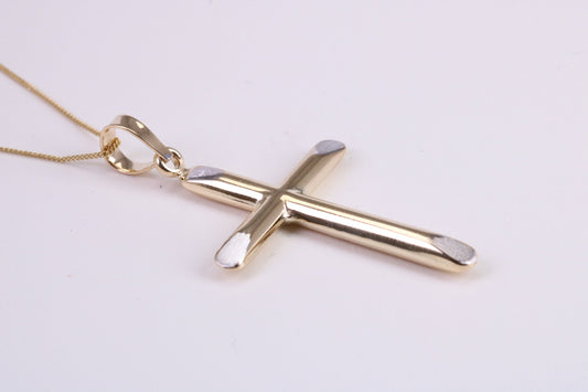 31 mm Long Cross Together with 18 Inch Long Chain, Made from Solid Yellow Gold with High Polished Finish