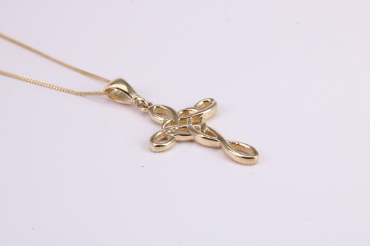 21 mm Long Cross Together with 18 Inch Long Chain, Made from Solid Yellow Gold with High Polished Finish
