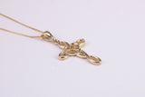 21 mm Long Cross Together with 16 Inch Long Chain, Made from Solid Yellow Gold with High Polished Finish
