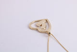 Love Heart with Footsteps Necklace Together with 16 Inch Long Chain, Made from Solid Yellow Gold with High Polished Finish