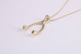 Wishbone Necklace Together with Gold Chain, Made from Solid Cast Yellow Gold with High Polished Finish