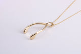 Wishbone Necklace Together with Gold Chain, Made from Solid Cast Yellow Gold with High Polished Finish