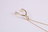 Wishbone Necklace Together with Gold Chain, Made from Solid Cast Yellow Gold with High Polished Finish