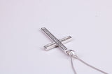 Natural Diamonds set Cross Necklace Together with 16 Inch Long Chain, Made from Solid White Gold with High Polished Finish