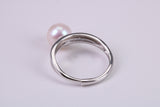 Natural 9 mm Round Pearl set Ring set in Solid Silver