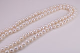 Two Strand Natural 8 mm Round Pearl Necklace set in Silver, Two Strands Measures 18 and 20 inches Long