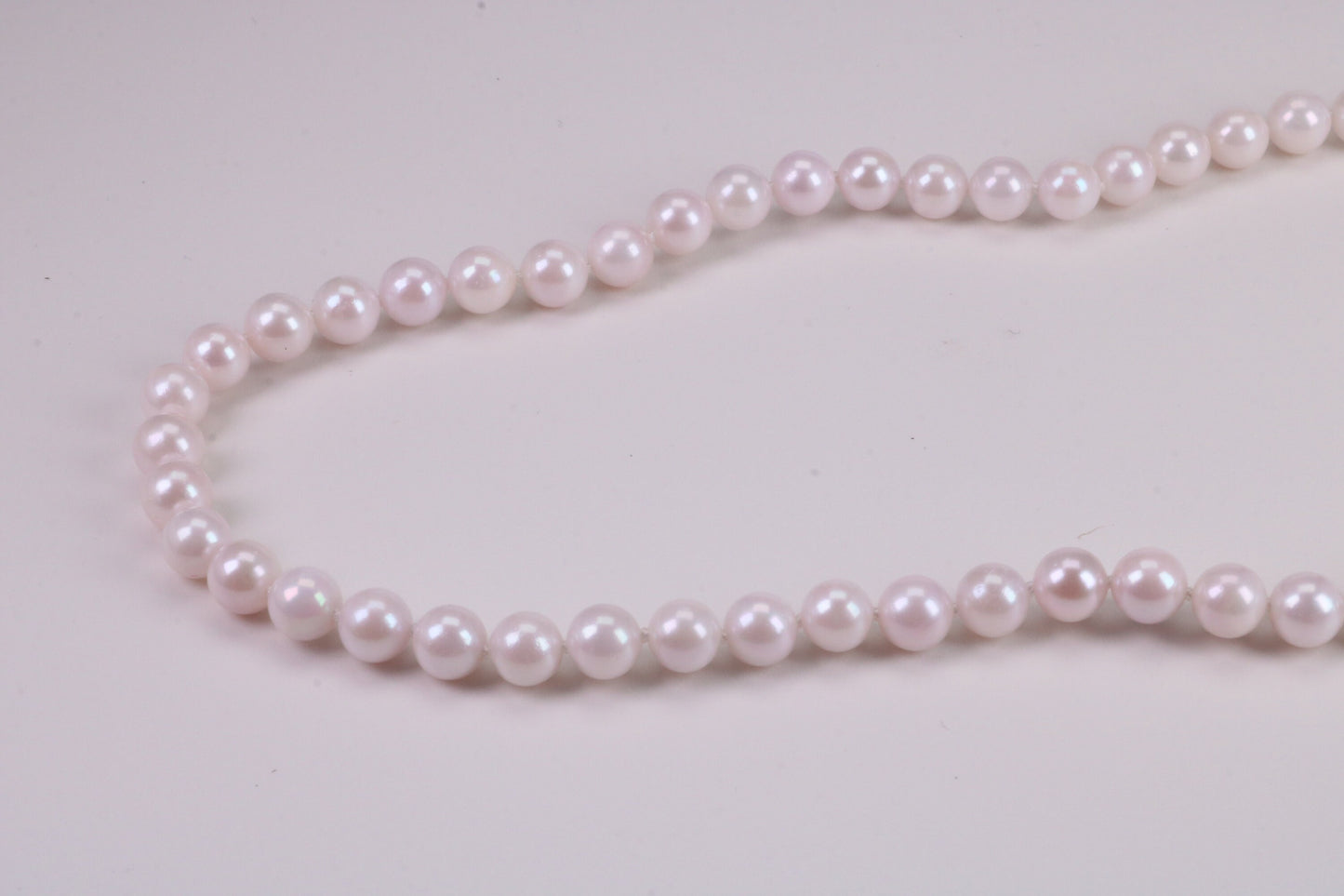 Beautiful South Sea Akoya Pearl Necklace, set with Silver Yellow Gold Plated Clasp, 6-6.50 mm Akoya Pearl, 16 inch Long Strands