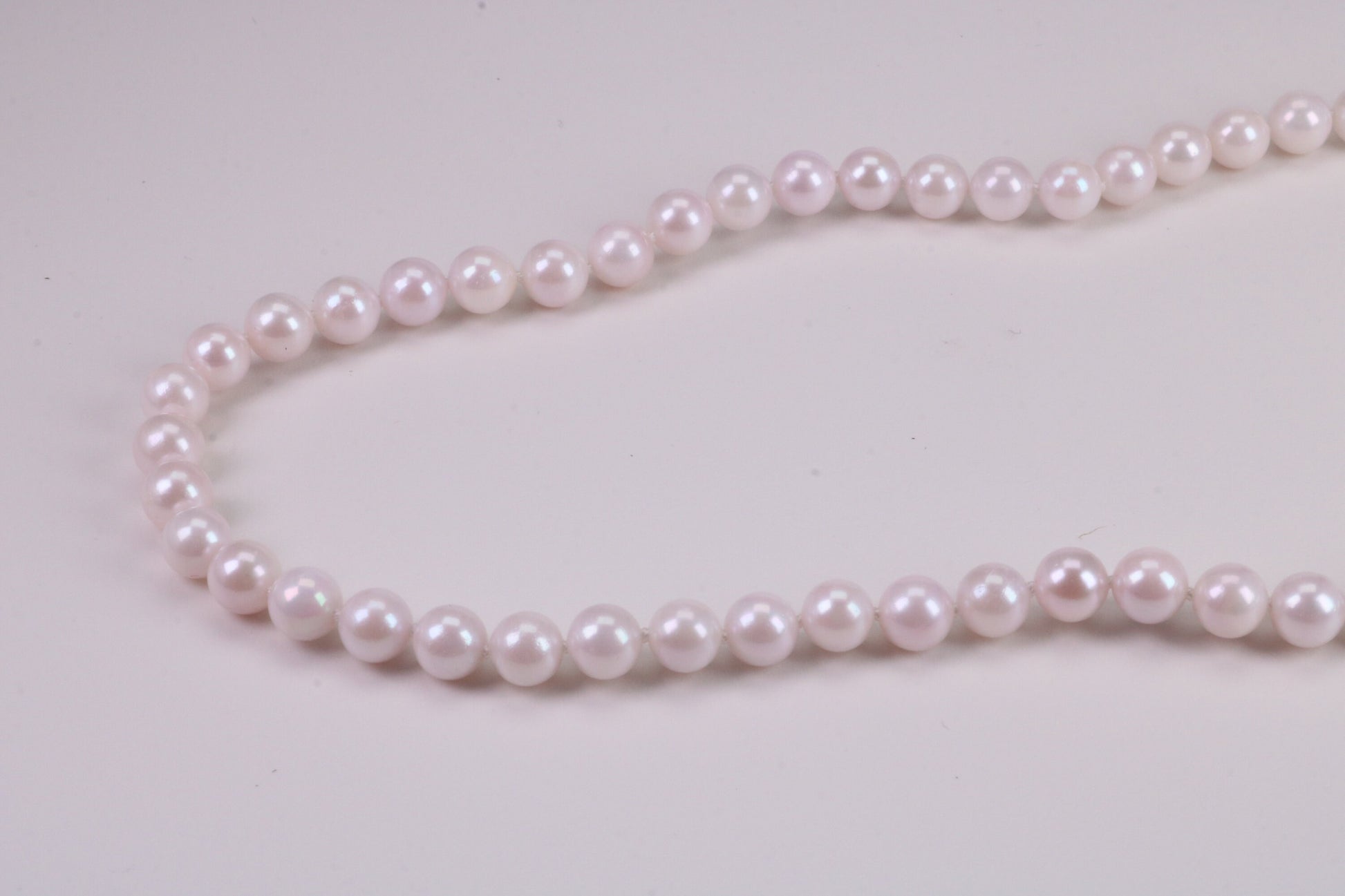 Beautiful South Sea Akoya Pearl Necklace, set with Silver Yellow Gold Plated Clasp, 6-6.50 mm Akoya Pearl, 16 inch Long Strands