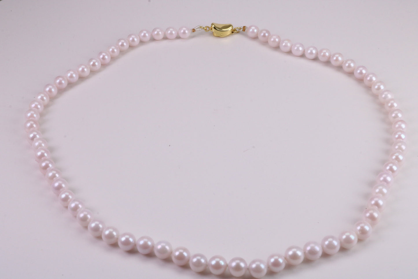 Beautiful South Sea Akoya Pearl Necklace, set with Silver Yellow Gold Plated Clasp, 6-6.50 mm Akoya Pearl, 16 inch Long Strands