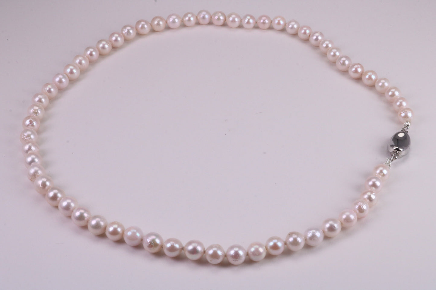 Beautiful South Sea Akoya Pearl Necklace, set with Silver Clasp, 6-7 mm Akoya Pearl, 16 inch Long Strands