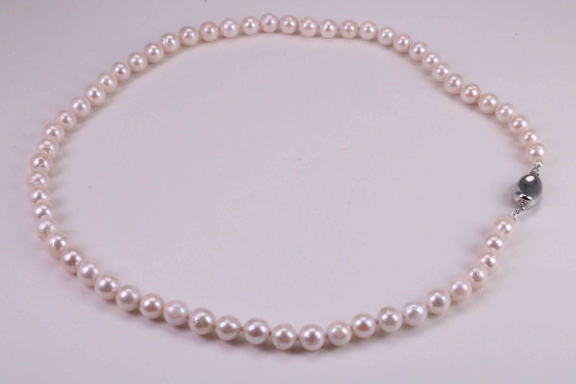 Beautiful South Sea Akoya Pearl Necklace, set with Silver Clasp, 6-7 mm Akoya Pearl, 16 inch Long Strands