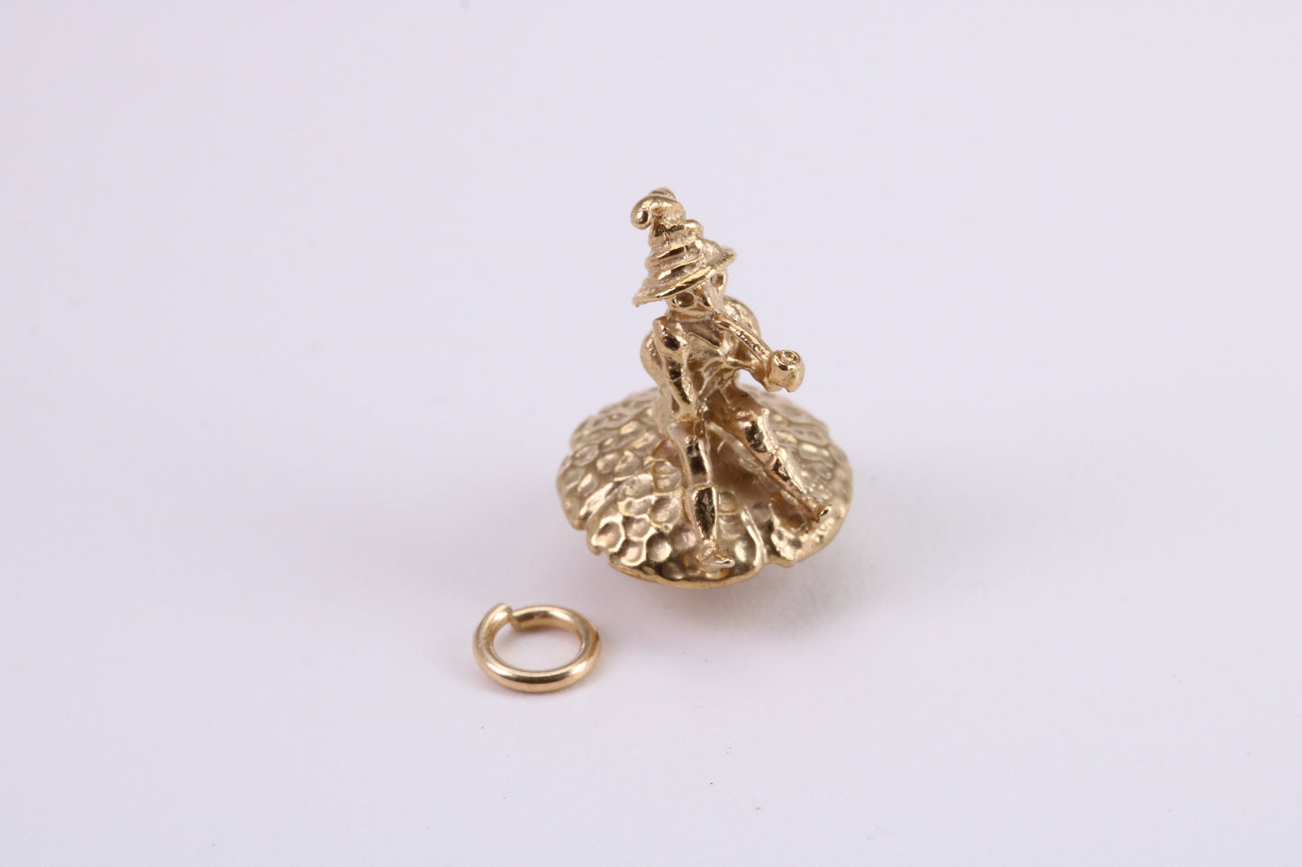 Gnome on Toadstool Charm, Traditional Charm, Made from Solid Yellow Gold, Complete with Attachment Link