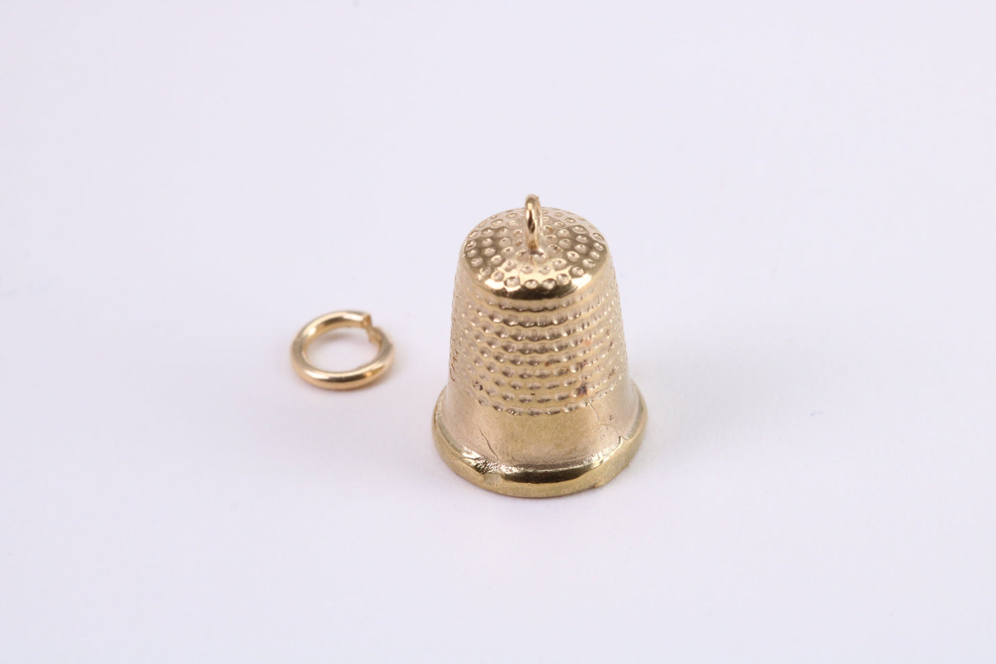 Sewing Thimble Charm, Traditional Charm, Made from Solid Yellow Gold, British Hallmarked, Complete with Attachment Link