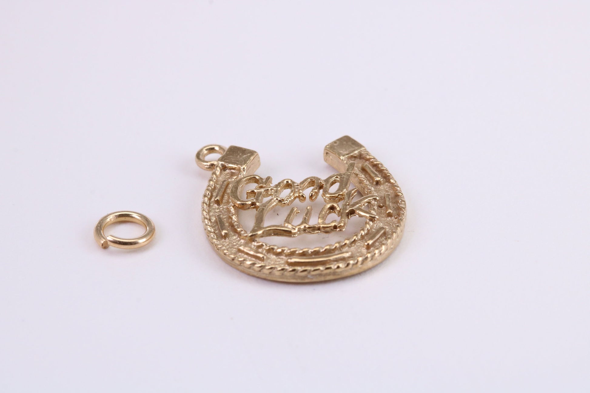 Good Luck Horse Shoe Charm, Traditional Charm, Made from Solid Yellow Gold, British Hallmarked, Complete with Attachment Link