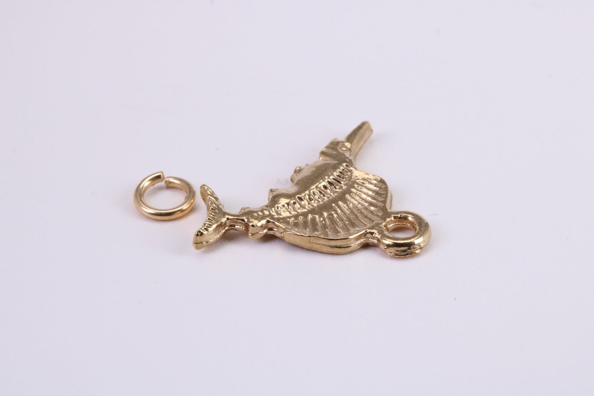 Sail Fish Charm, Traditional Charm, Made from Solid Yellow Gold, British Hallmarked, Complete with Attachment Link