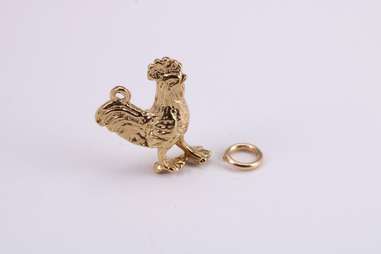 Cockerel Charm, Traditional Charm, Made from Solid Yellow Gold, British Hallmarked, Complete with Attachment Link