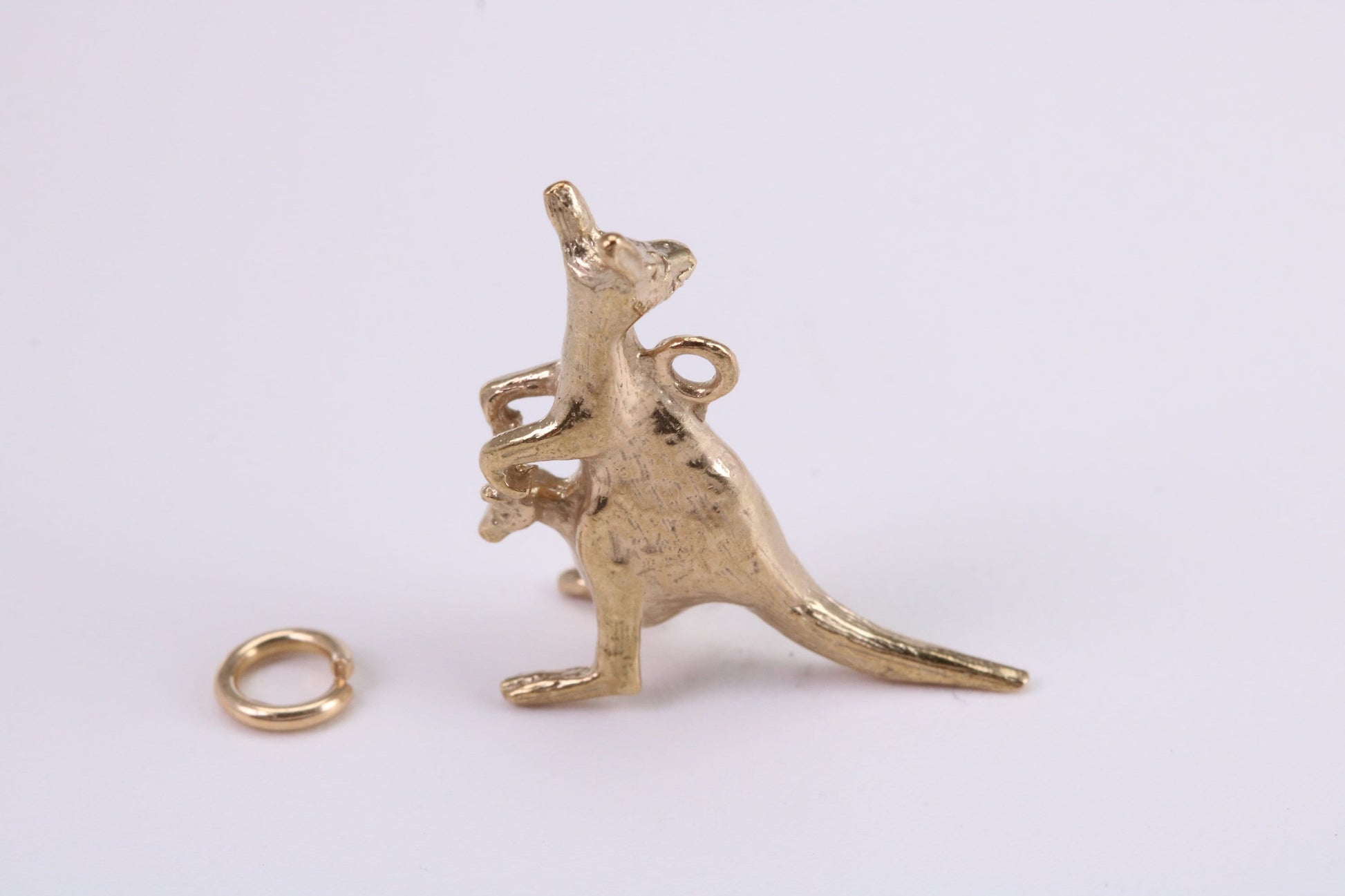 Kangaroo Charm, Traditional Charm, Made from Solid Yellow Gold, British Hallmarked, Complete with Attachment Link