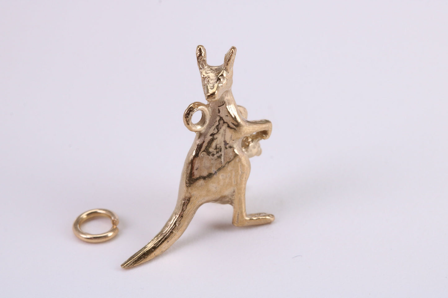 Kangaroo Charm, Traditional Charm, Made from Solid Yellow Gold, British Hallmarked, Complete with Attachment Link