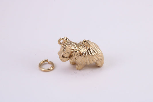 Scottish Terrier Dog Charm, Traditional Charm, Made from Solid Yellow Gold, British Hallmarked, Complete with Attachment Link