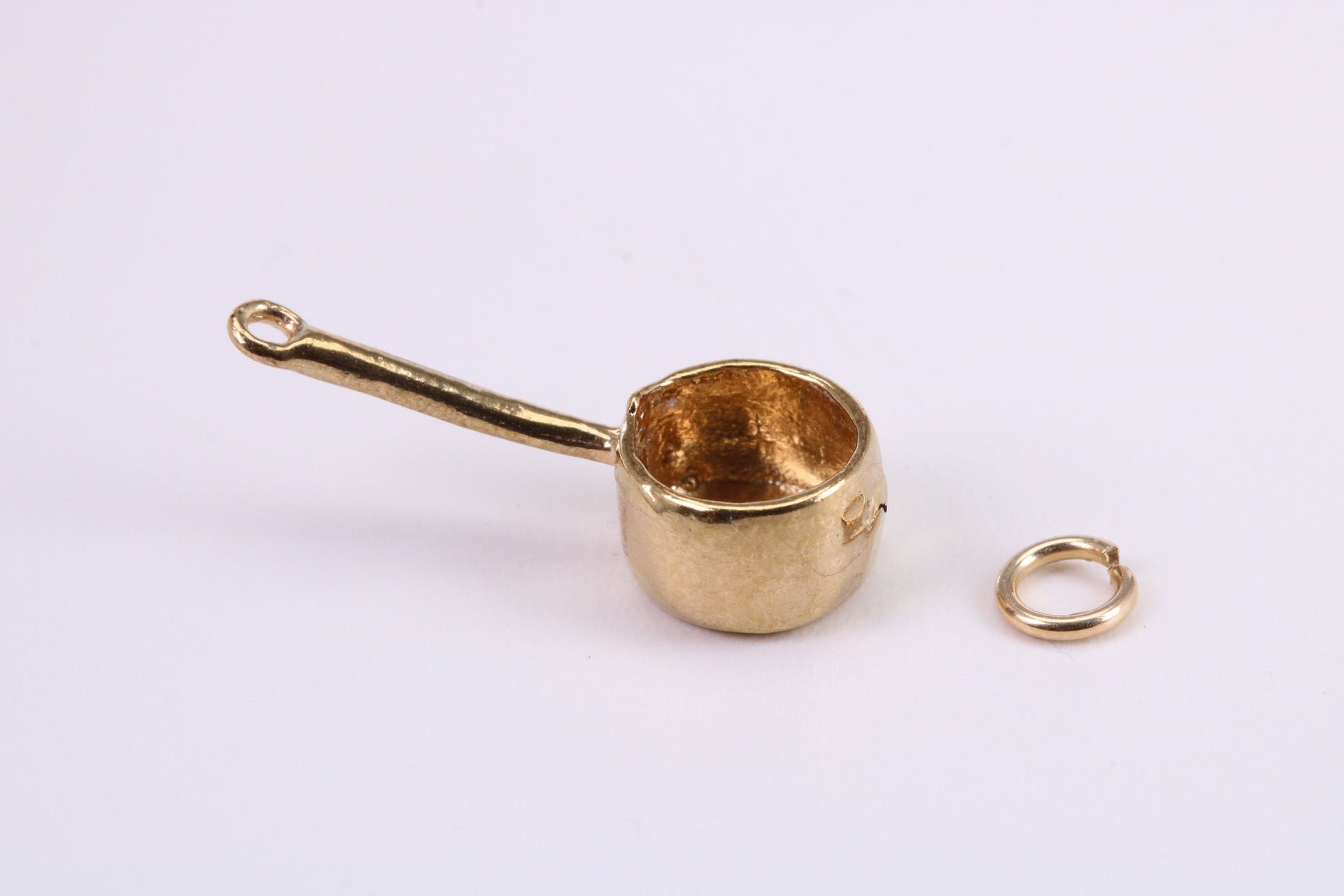 Sauce Pan Charm, Traditional Charm, Made from Solid Yellow Gold, British Hallmarked , Complete with Attachment Link