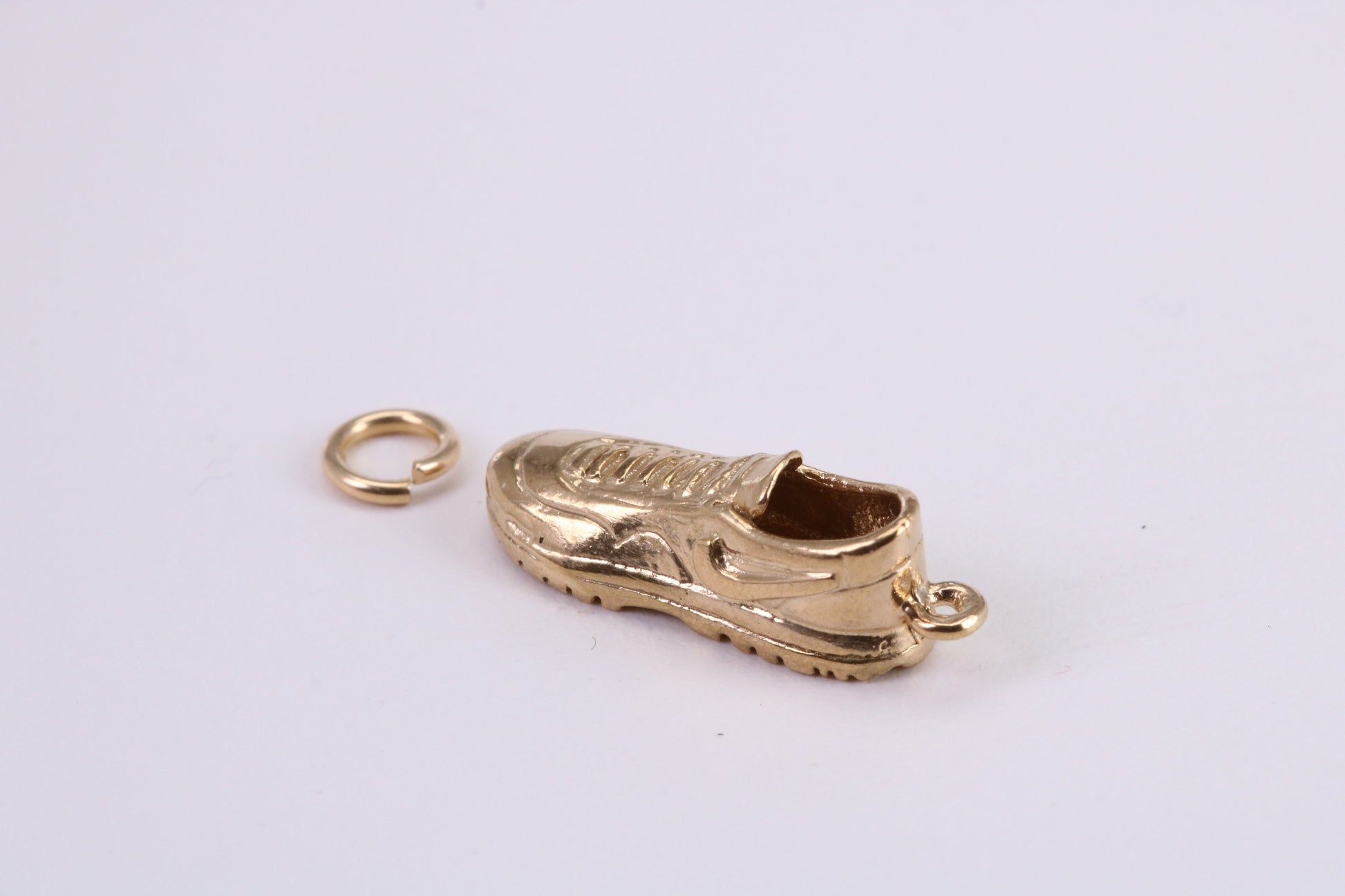 Trainer Shoe Charm, Traditional Charm, Made from Solid Yellow Gold, British Hallmarked, Complete with Attachment Link