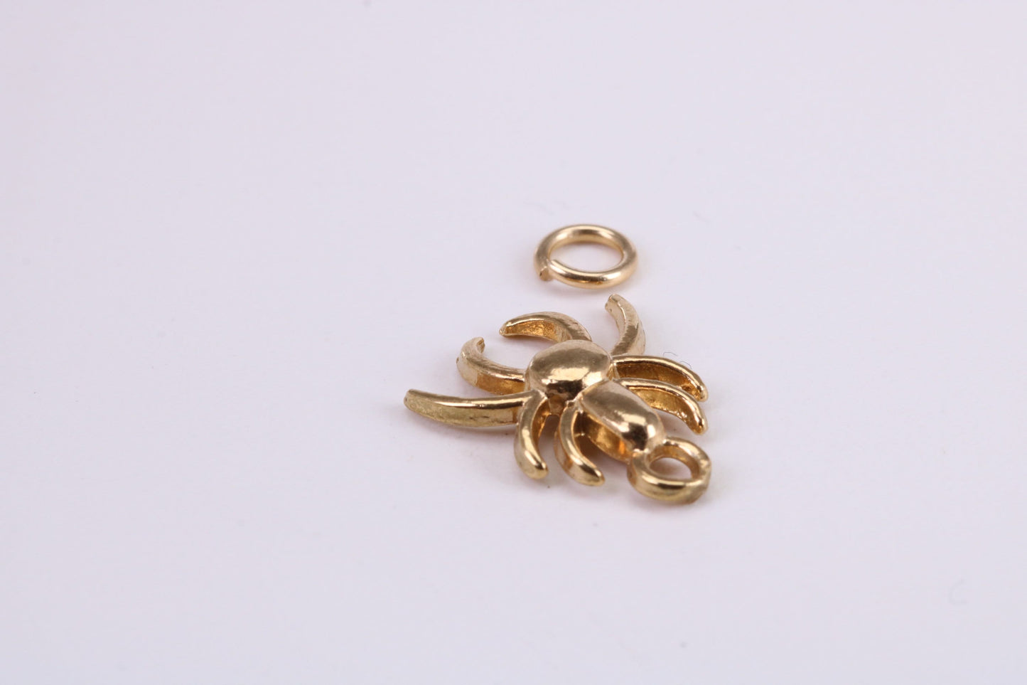 Spider Charm, Traditional Charm, Made from Solid Yellow Gold, British Hallmarked, Complete with Attachment Link