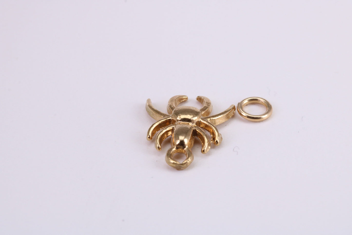 Spider Charm, Traditional Charm, Made from Solid Yellow Gold, British Hallmarked, Complete with Attachment Link