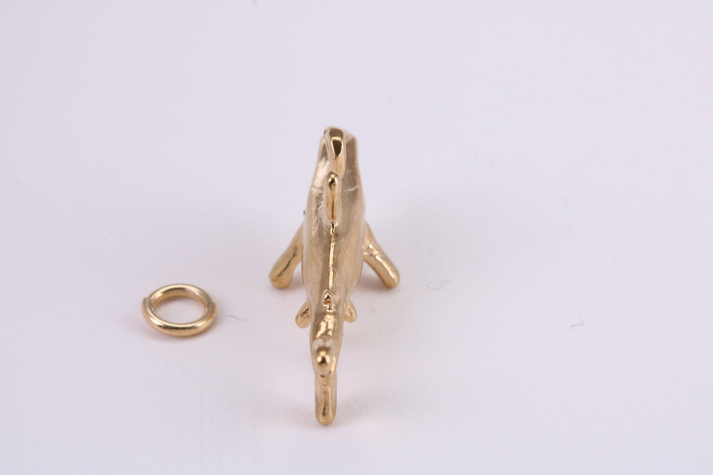 Shark Charm, Traditional Charm, Made from Solid Yellow Gold, British Hallmarked, Complete with Attachment Link